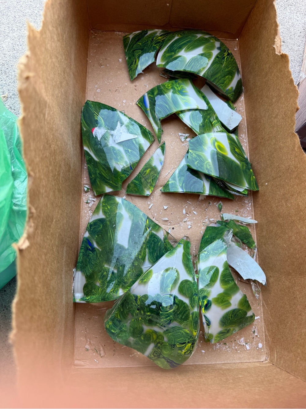 Green Marble Glass Art Pieces - Unbranded